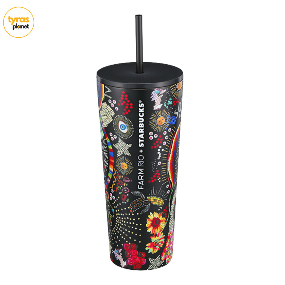 Starbucks FARM Rio limited-edition Borogodo 24 Oz Cold Cup Rainbow‎ Tropical NEW